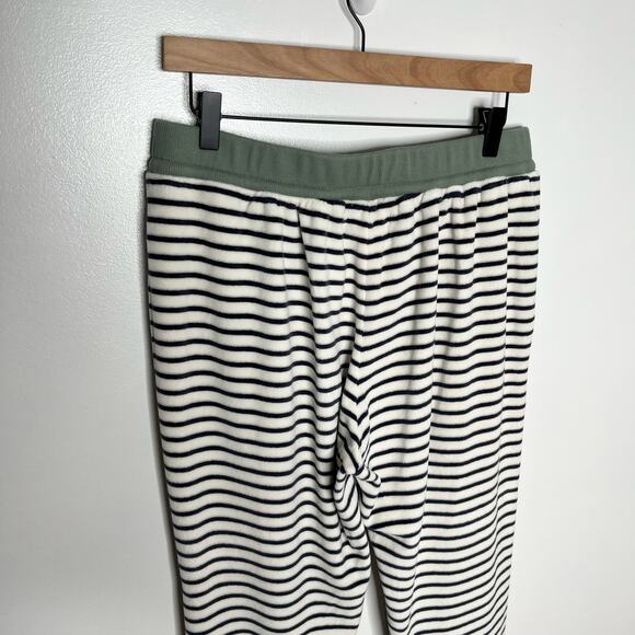 Madewell MWL Womens Velour Slim Jogger Pants Large Green Stripe Loungewear - Picture 7 of 9